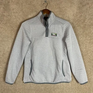 L.L.Bean Sweatshirt Women's XS Gray Heather Airlight Knit Pullover Snap Quilted - Picture 1 of 9
