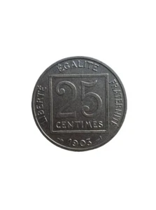 FRANCE FRENCH KM855 1903 XF-SUPER FINE-NICE CIRCULATED OLD 25 CENTIMES COIN - Picture 1 of 4