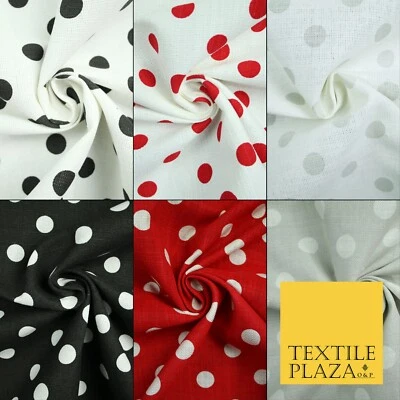 LAURA ASHLEY 100% Cotton Canvas Large Spot Polka Dot Fabric Upholstery Craft Bag Material 56"