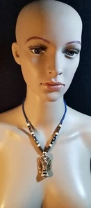 Beautiful 17" Necklace with Island or African Mask Pendant & Mixed Beads - Picture 1 of 3