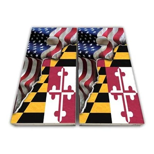 Maryland Cornhole Maryland Flagge amerikanische Flagge Cornhole Board Verpackung De - Bild 1 von 1