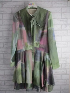 BORA AKSU womens shirt dress green purple print 40 long sleeves - Picture 1 of 9