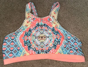 Girls Size 18 2 Piece Bathing Suit Peach, Light Blue, Yellow - Picture 1 of 5