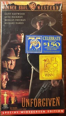 UNFORGIVEN SEALED Widescreen VHS TAPE Warner Home Video Watermark CLINT EASTWOOD - Image 1 of 4