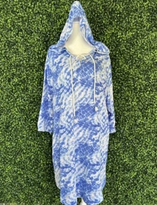 KOOLABURRA By Ugg Women’s Blue Tie Dye Plus 1X Pullover Sweatshirt Dress Hooded - Picture 1 of 11