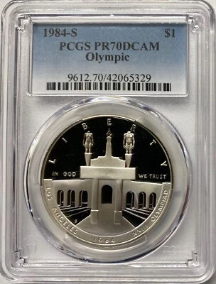 1984-S Olympic Silver Dollar PCGS PR-70 DCAM - Image 1 of 4