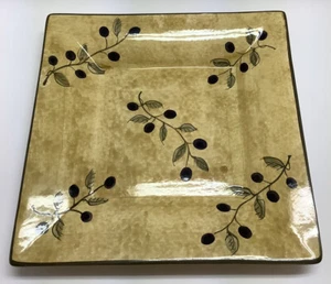 222 Fifth Olives Pattern Square Dinner Plate 11.5” - Picture 1 of 4