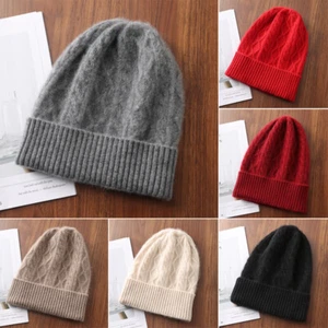 1PC Cashmere Cable Knit Ribbed Beanie Hat Softest Winter Windproof Warm Hat - Picture 1 of 24