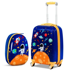 2-teiliges Kinder Kofferset 18 Zoll Koffer Reise Handgepäck 12 Zoll Rucksack Astronaut - Bild 1 von 12