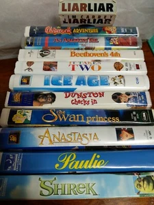11 Movie VHS Lot Family Comedy Kids Animated Beethoven, Ice Age, Swan Princess - Picture 1 of 7