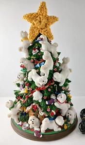 The Danbury Mint BICHON FRISE DOGS Lighted Christmas Tree Figure Statue WORKS! - Picture 1 of 22
