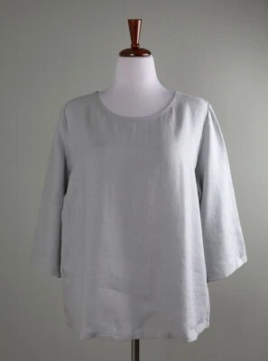 Top informal 100 % lino gris liso talla única LINO HECHO A MANO ESTUDIO NUEVO CON ETIQUETAS $96 Foto 1 de 4