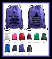TIMOTHY 2 BIBLE VERSE RELIGIOUS DRAWSTRING BACKPACK SPORTS GYM BAG - CROSSES