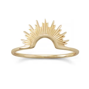 Efeu & Kugel 14K vergoldet Sterlingsilber Sunburst Vorsteckringe - Bild 1 von 13