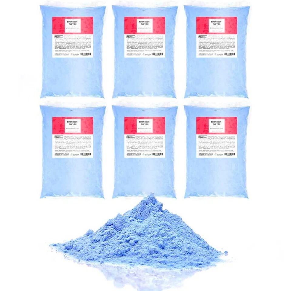 PIUBELLA 3kg Profi Blondierpulver 6 x je 500g Blondierung mit Antigelbstich Effekt