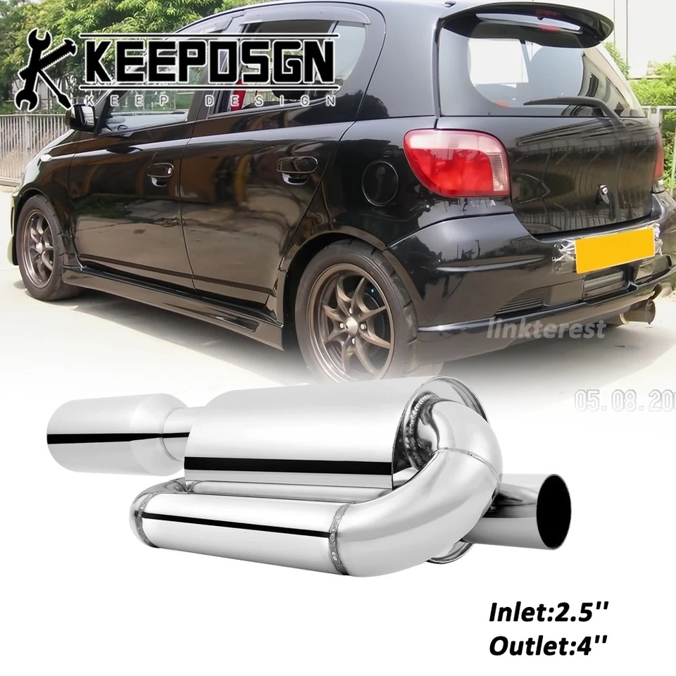 For Ford Mustang 2.5'' Inlet Twin Loop Exhaust Muffler Tail Pipe Tip Resonator Foto 1 de 4