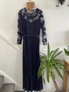 NWT *COAST* Odetta Navy Lace Pleated Long Wedding Mother Occasion Long Dress 14 - Picture 1 of 24