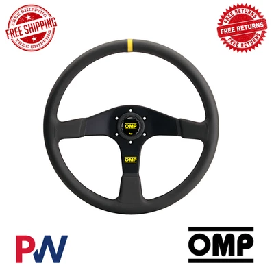 Volante plano OMP Racing cuero gamuza - 3 radios de aluminio anodizado negro Foto 1 de 2