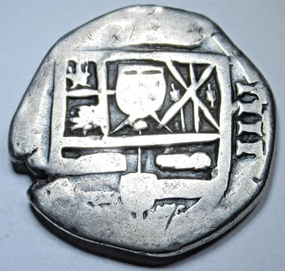 1600-е Испанские 4 Реала Подлинные Колониальные Полдоллара Пиратские Сокровища Коб 4R Монета - Изображение 1 из 2