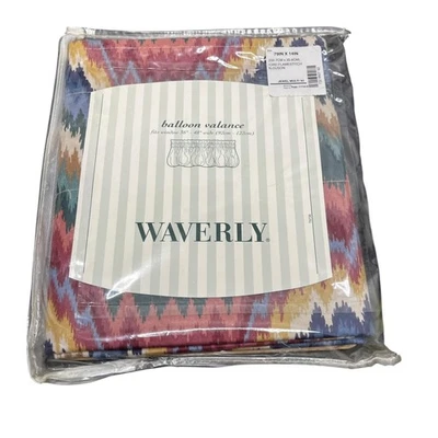 Vintage Waverly Balloon Valance Ford Flamestitch Parchment USA 79 in X 14 in - Image 1 of 2