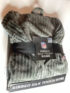 NFL New England Patriots Ribbed Silk Touch Robe Grey, One Size - Picture 1 of 8