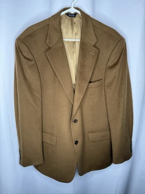 Chaqueta Abrigo Deportivo Haspel Blazer Para Hombre 42R Camel 100% Cachemira Forrada con Dos Botones Foto 1 de 4