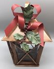 8” Hallmark Copper Color Lantern Tea Light Holder ChristmasHolly Mistletoe