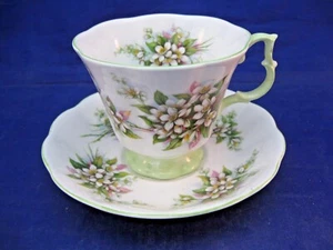 ROYAL ALBERT SOCKEL TEETASSE & UNTERTASSE - BLÜTENZEITSERIE - "ORANGENBLÜTE"  - Bild 1 von 8