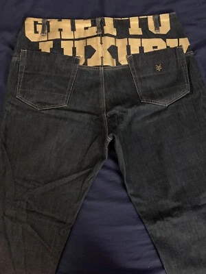 Jeans masculino vintage Zoo York denim gueto dourado luxo tamanho 36 usado - Imagem 1 de 4