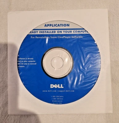 CD de instalación de software de aplicaciones reproductor multimedia de DVD Dell Sonic CinePlayer Windows Foto 1 de 2