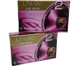 2 RadioShack LN-90 Low Noise Audio Cassette Tapes 2 Pack 90 Minutes (4 tapes) - Picture 1 of 4