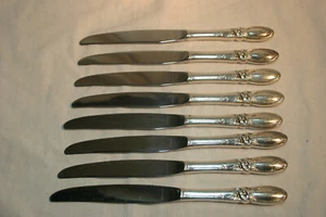 Oneida WEISSE ORCHIDEE 1953 Versilbert. 8 Tafelmesser - Bild 1 von 6