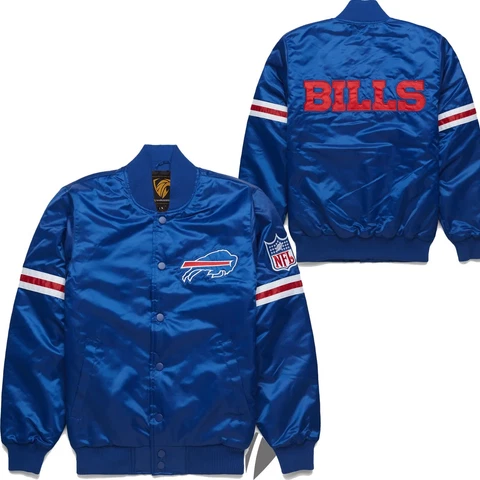 Buffalo Bills NFL Classic Satin Varsity Jacket Embroidery logos Full-snap Cover