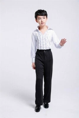 Boys Dance Shirt Black Trousers Ballroom Modern Salsa Samba Latin Tango Clothing - Image 1 of 4