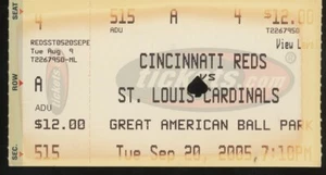 September 20th, 2005 Cincinatti Reds vs St. Louis Cardinals Ticket Stub - Picture 1 of 2