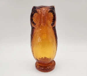 Pilgrim Glass Hand Blown Vintage Amber Owl Paperweight Art Glass 1970's - Picture 1 of 15