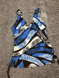 Croft & Barrow Tankini Swim Suit Womens Size 8 Blue Black Design Summer - Picture 1 of 11