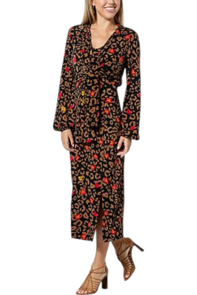 IMAN Global Chic Runway Jersey Dress & Tie Front Topper Set Brown - Image 1 of 1