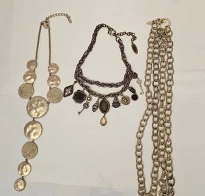 Three Jewelry Chico's necklace, chocking multistrand, long chain and statement - Picture 1 of 20