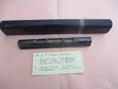 Lot de 2 anciens NIVEAUX 3 fenêtres en laiton et métal.TBEG - Photo 1/4