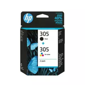 HP 305 2-PACK (6ZD17AE) - BLACK + TRI-COLOR - CARTUCCIA ORIGINALE - Imagen 1 de 1