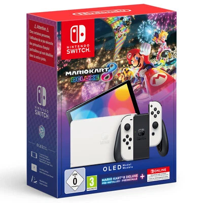 Nintendo Switch - OLED-Modell (weiß) + Mario Kart 8 Deluxe Handheld Heimkonsole