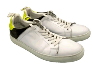 Jared Lang Herren EU 43 US 10 Weiß Leder Grau Wildleder Low Top Sneaker Schuhe Italien - Bild 1 von 11