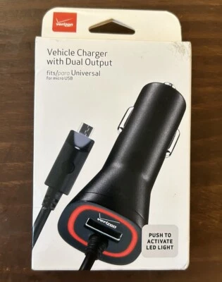 Verizon Vehicle Charger with Dual Output and LED Light, NEW - Image 1 of 4