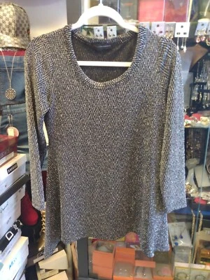 Top túnica Grace Elemnets para mujer talla S negro y plateado manga larga informal. Foto 1 de 3