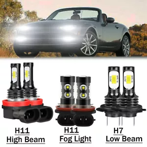 For Mazda MX-5 Miata 2006-2014 LED Headlights High /Low Beam+Fog Light Bulbs Kit - Picture 1 of 12