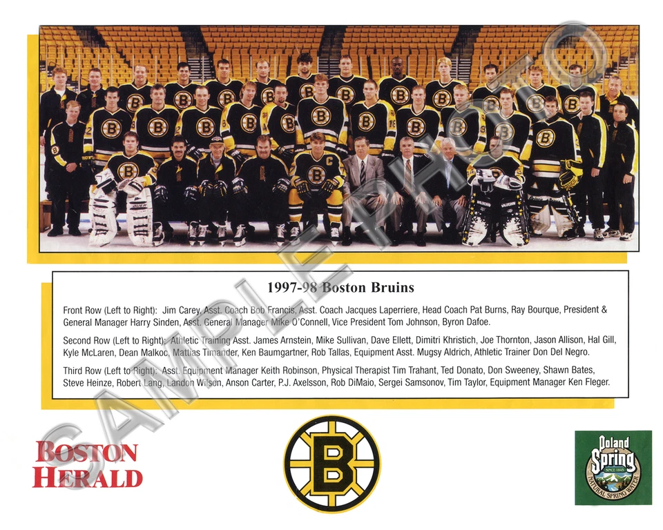 1997-1998 BOSTON BRUINS NHL HOCKEY 8X10 TEAM PHOTO BOURQUE ALLISON SAMSONOV - Image 1 of 1