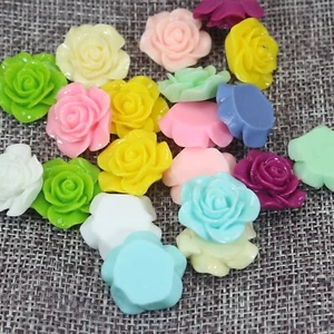 20 Mixed Color Rose Flower Flatback Resin Cabochon 20mm DIY NO Hole - Picture 1 of 7