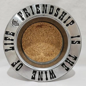 Pewterex York Pennsylvania Wine Bottle Holder Coaster “Friendship Wine Of Life” - Picture 1 of 5