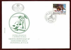 FDC 1987 Crans-Montana Switzerland Alpine Skiing Yugoslavia Sports